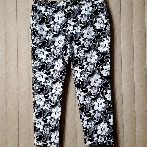 ADRIANNA PAPILL Printed ankle pant 12 black/ White - Picture 1 of 7